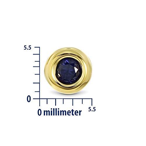 Thumbnail 2 de Miore 9ct Yellow Gold Blue Sapphire Stud Earrings – 0.19ct Solitaire Round