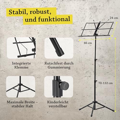 Detalle de Belfort Notenständer klappbar 2-in-1 für Tisch & Stativ, höhenverstellbar