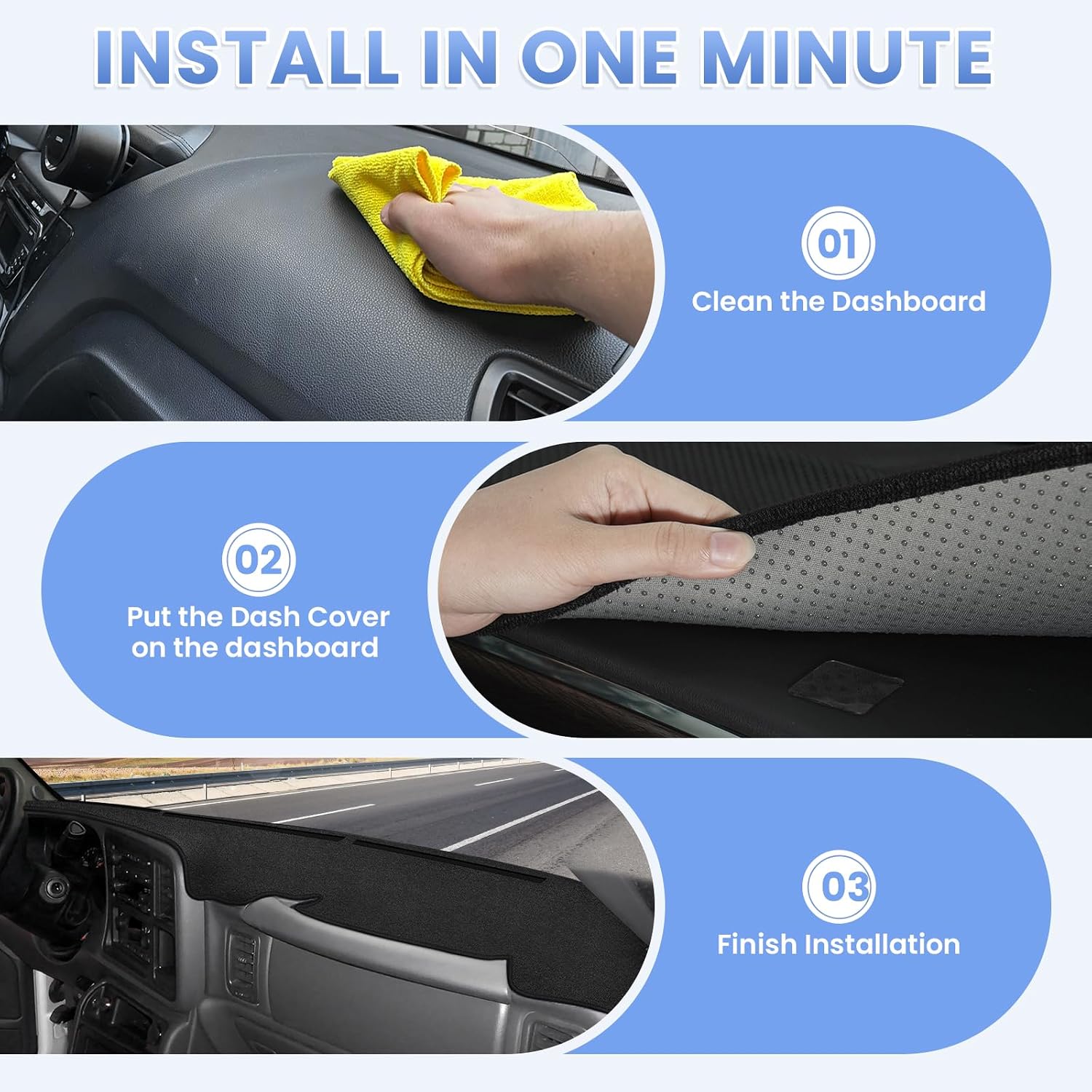 Thumbnail 6 de Sunsdrew 1999-2006 Dash Cover for GM Trucks and SUVs: Non-Slip, UV-Guard Suede Dashboard Mat