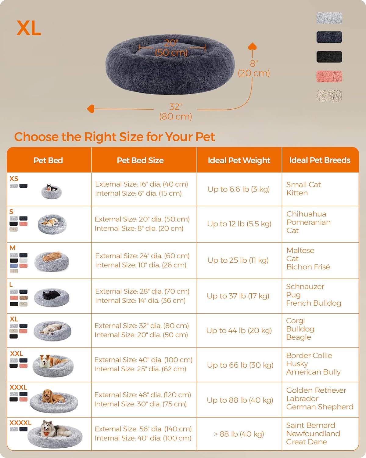 Thumbnail 5 de Feandrea PGW040G02 Donut Calming Pet Bed 80 cm 🐾