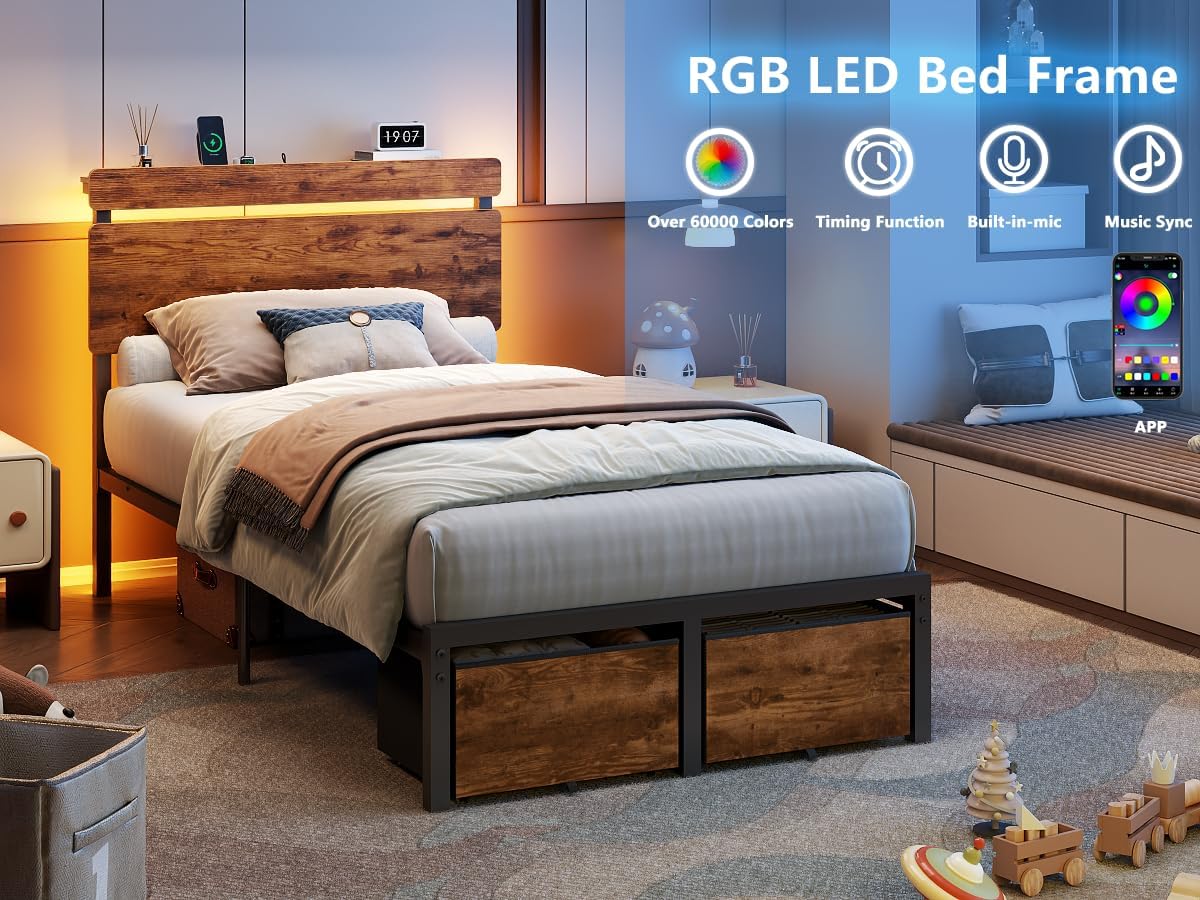 Thumbnail 5 de Forestell Twin Bed Frame with Wood Headboard