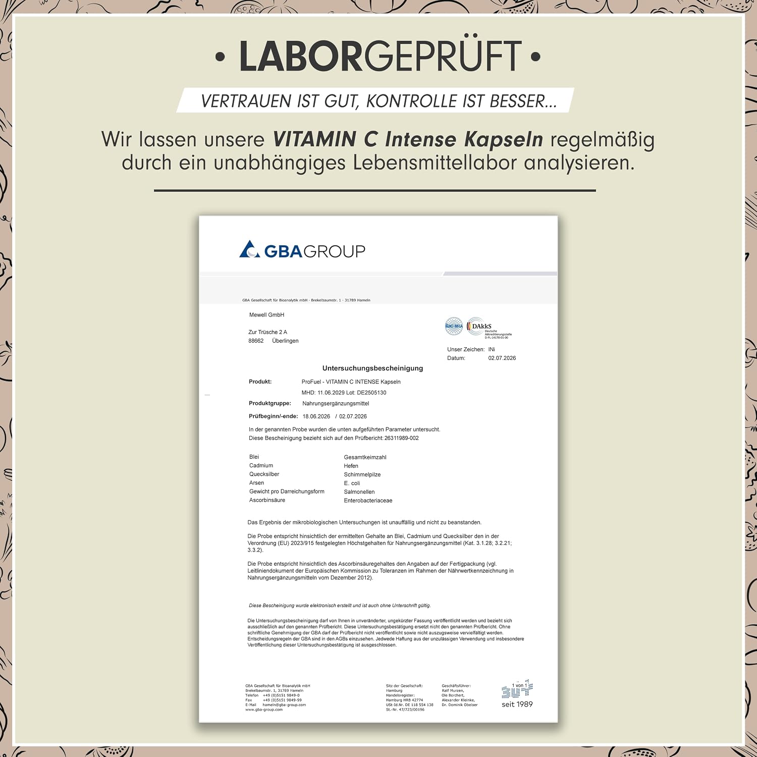 Detalle de Vitamin C Kapseln 365x – 1000 mg gepuffertes Calcium-L-Ascorbat, vegan & laborgeprüft