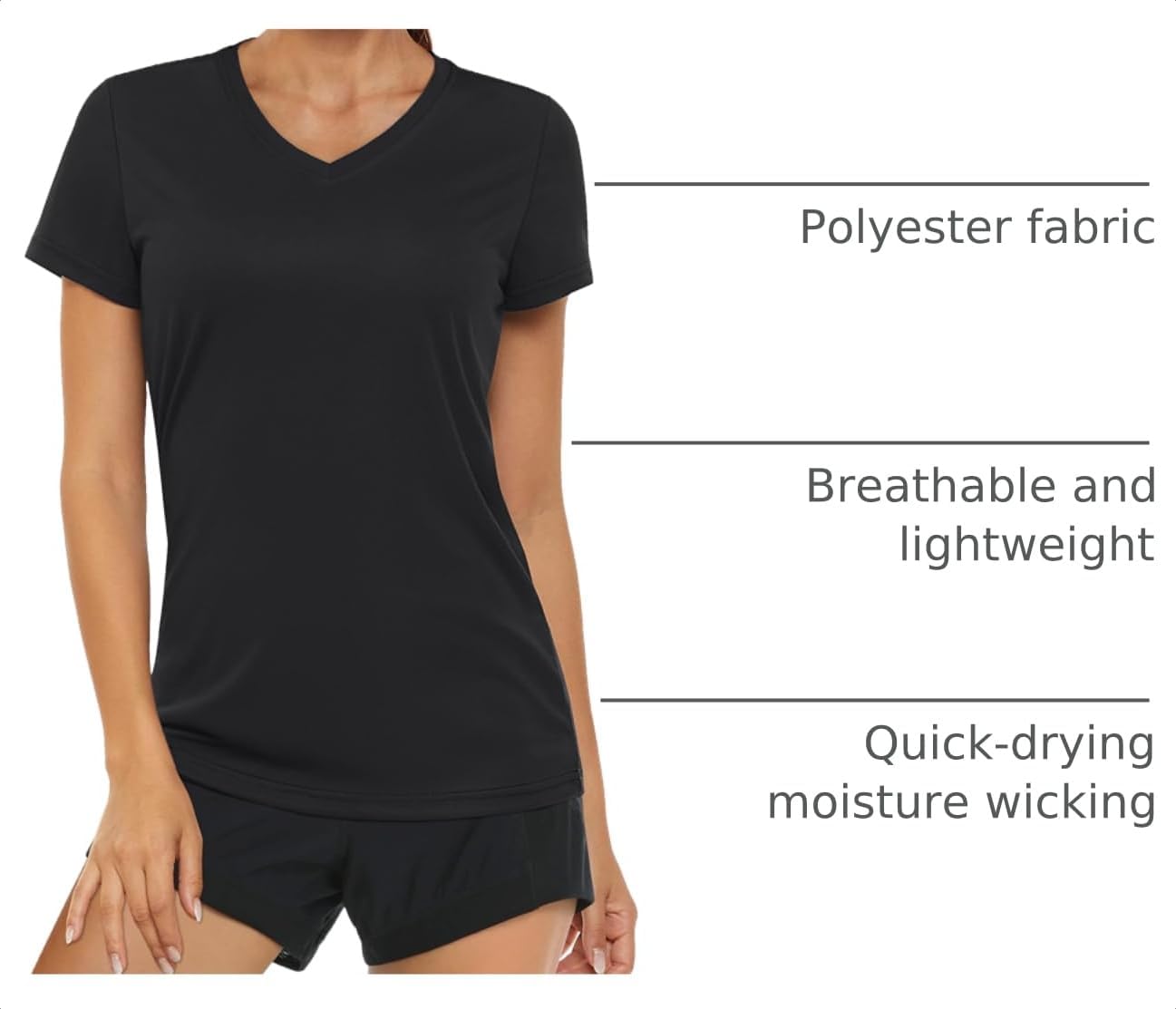 Detalle 2 de MAGCOMSEN Women’s Workout Tops Short Sleeve UPF 50+ Quick-Dry V-Neck Gym T-Shirt