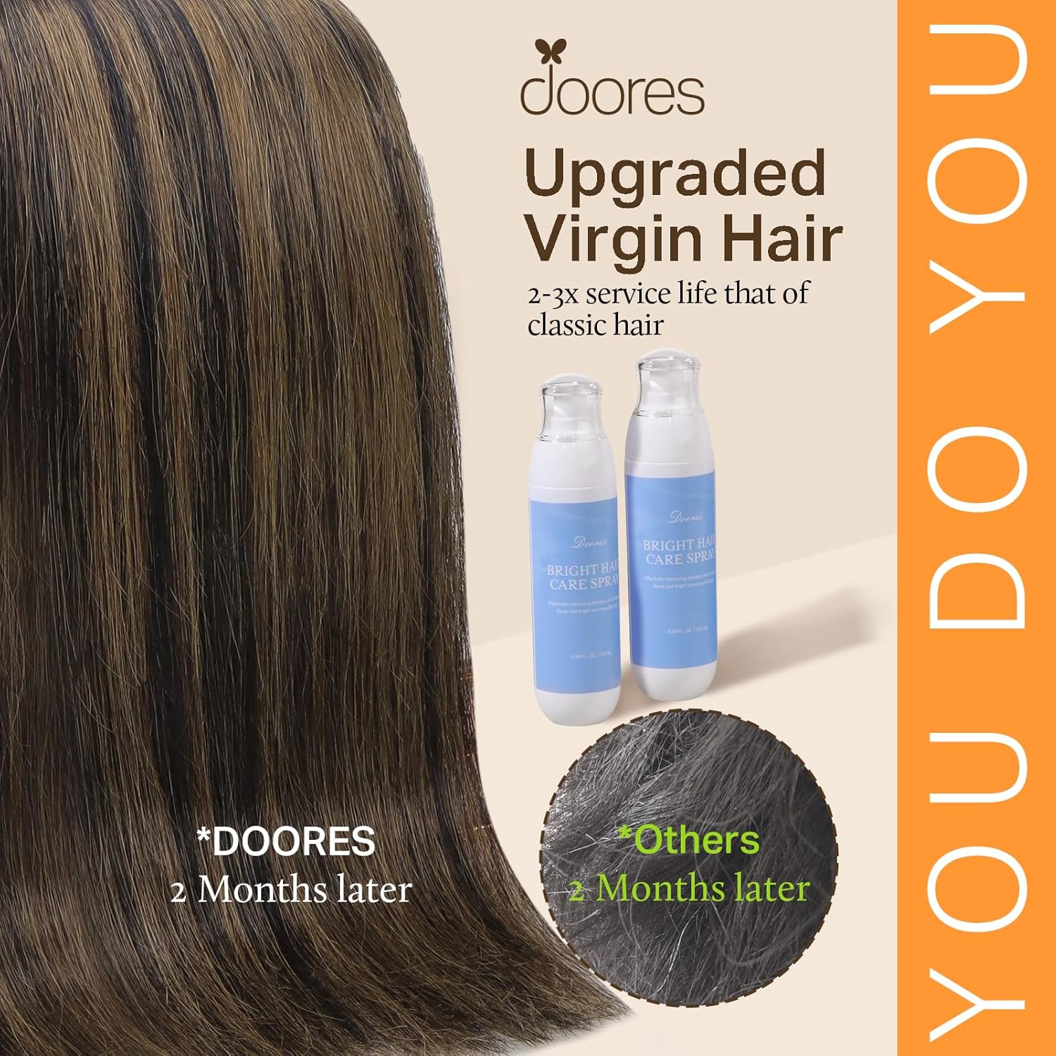Detalle de DOORES Extension di capelli veri con clip, balayage scuro a castano, 30,5 cm, 7 pezzi (80 g) — capelli lisci naturali