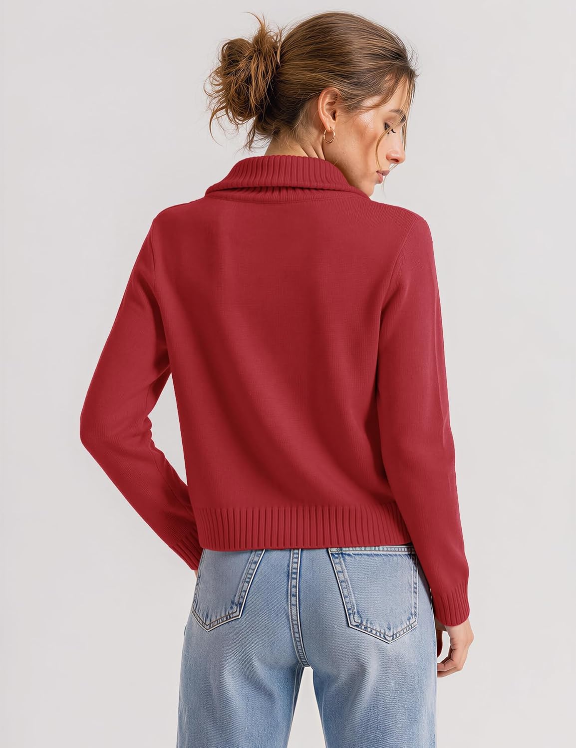 Thumbnail 5 de LOMON Cropped Cardigan Sweater, Cotton Blend