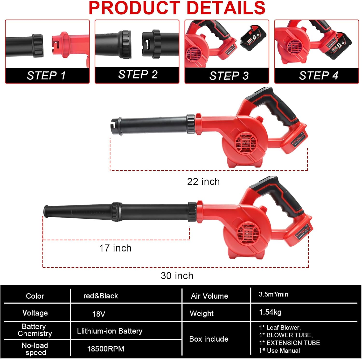 Detalle de Cordless Leaf Blower for Milwaukee 18V M18 Battery – Tool Only