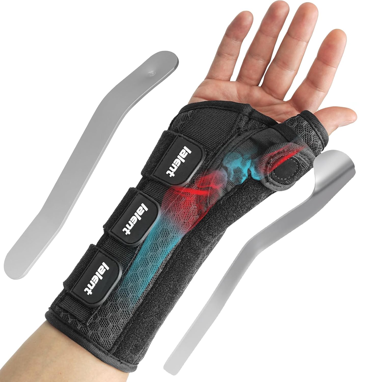 Lalent Wrist Support Brace with Metal Splint Thumb Support (Left Hand, L/XL) for Carpal Tunnel and Tendonitis