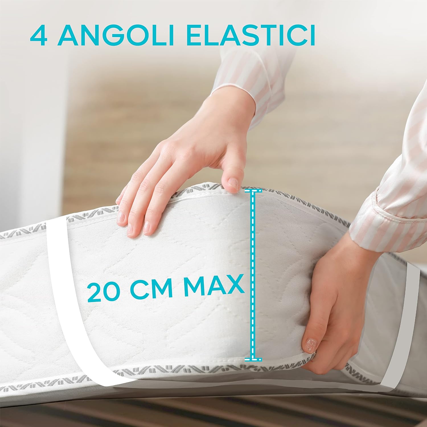 Detalle 2 de Twinzen Coprimaterasso lettino 60x120 cm impermeabile Oeko-Tex con 4 angoli elasticizzati