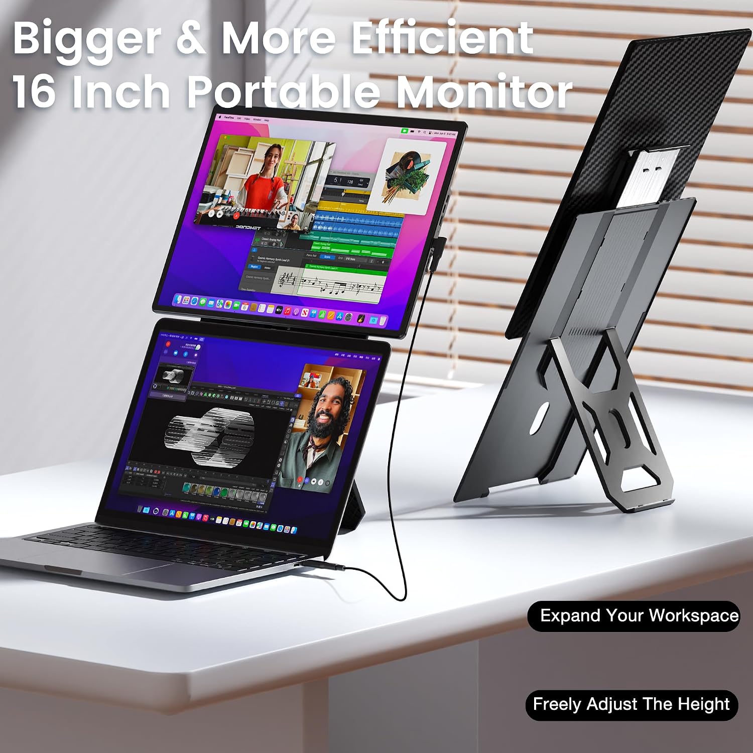 Detalle 2 de Bunosdias Kwumsy 16 Zoll Laptop Monitor Erweiterung