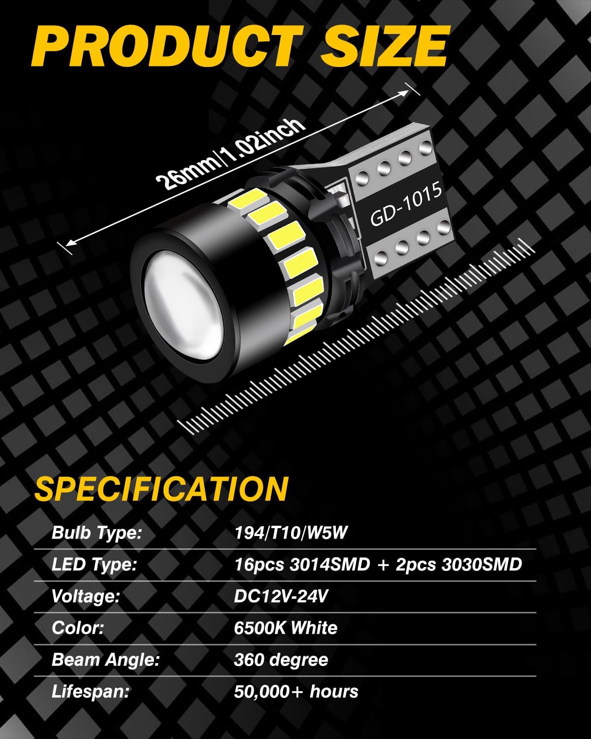 Detalle de ANTEMOON T10 W5W LED 6500K 4 piezas