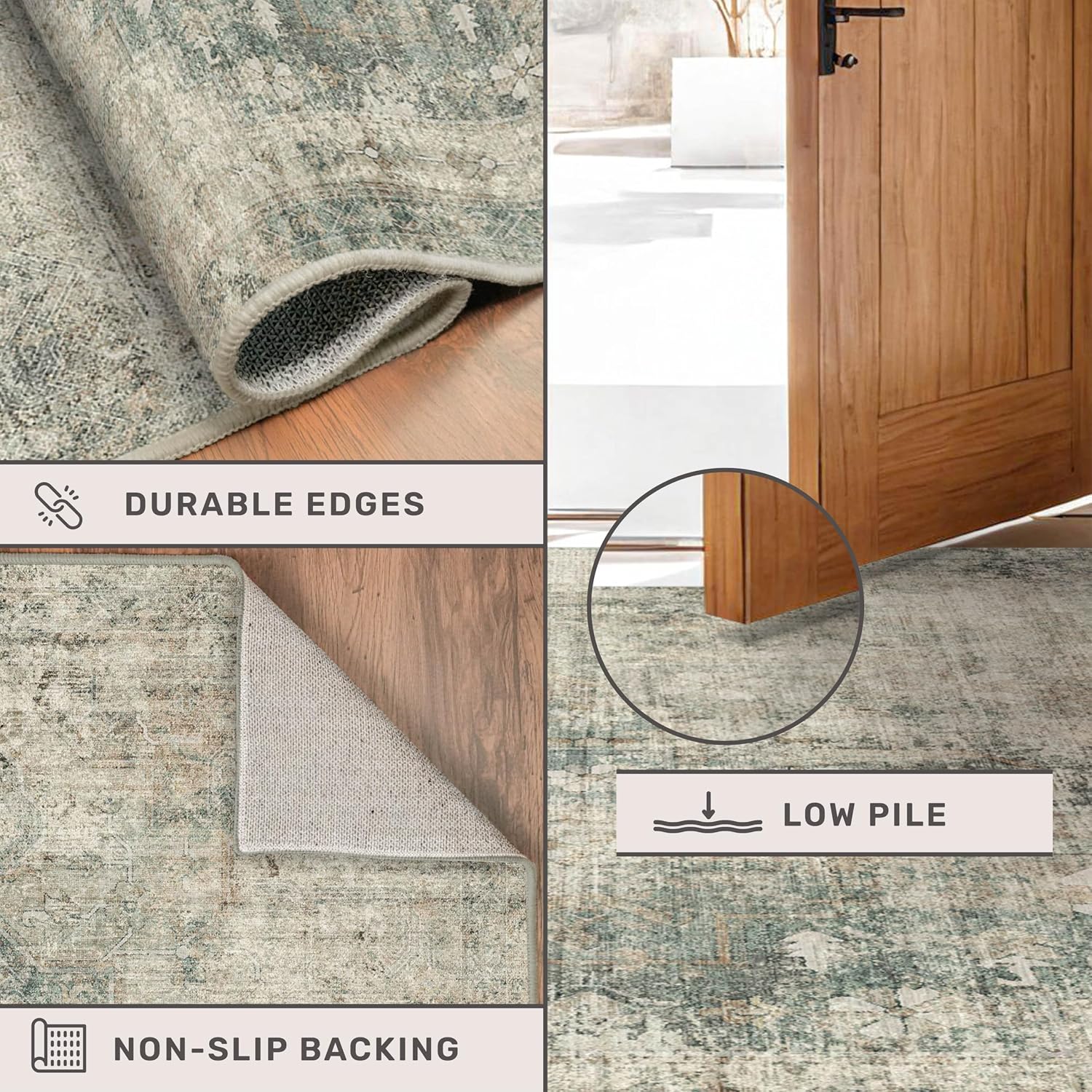 Thumbnail 4 de Hazo Haus 8x10 Farmhouse Rug Moss Green