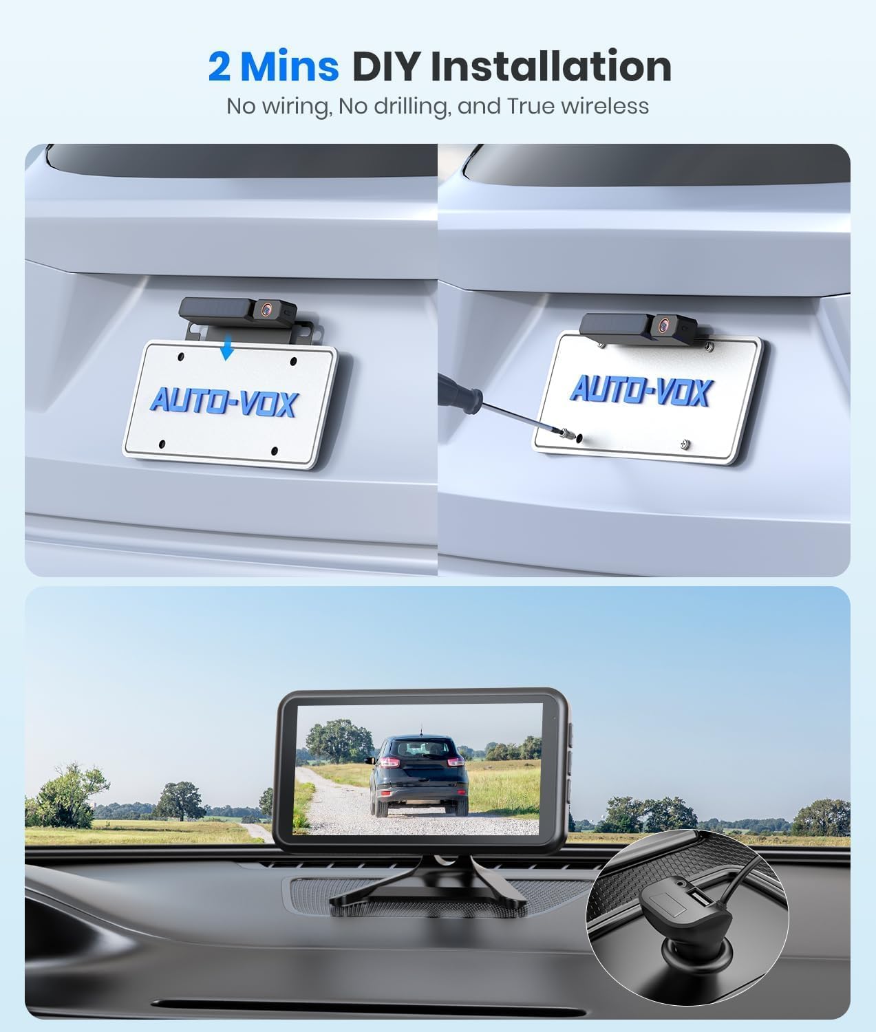 Thumbnail 1 de AUTO-VOX Solar Wireless Backup Camera 5" Monitor