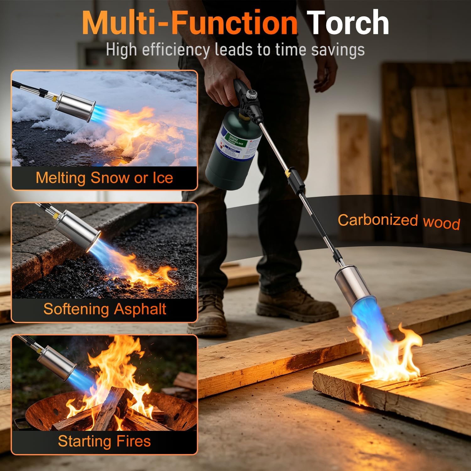 Thumbnail 6 de Sondiko GF-8016 Propane Weed Torch, 30-Inch Detachable, Adjustable Flame