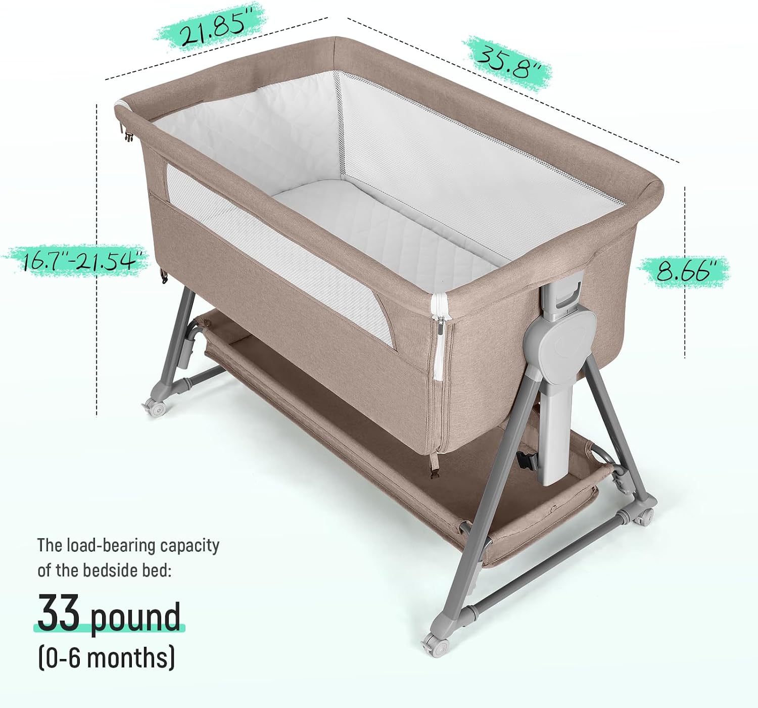 Thumbnail 1 de Cowiewie P-800L 3-in-1 Bedside Bassinet with 7 Height Settings
