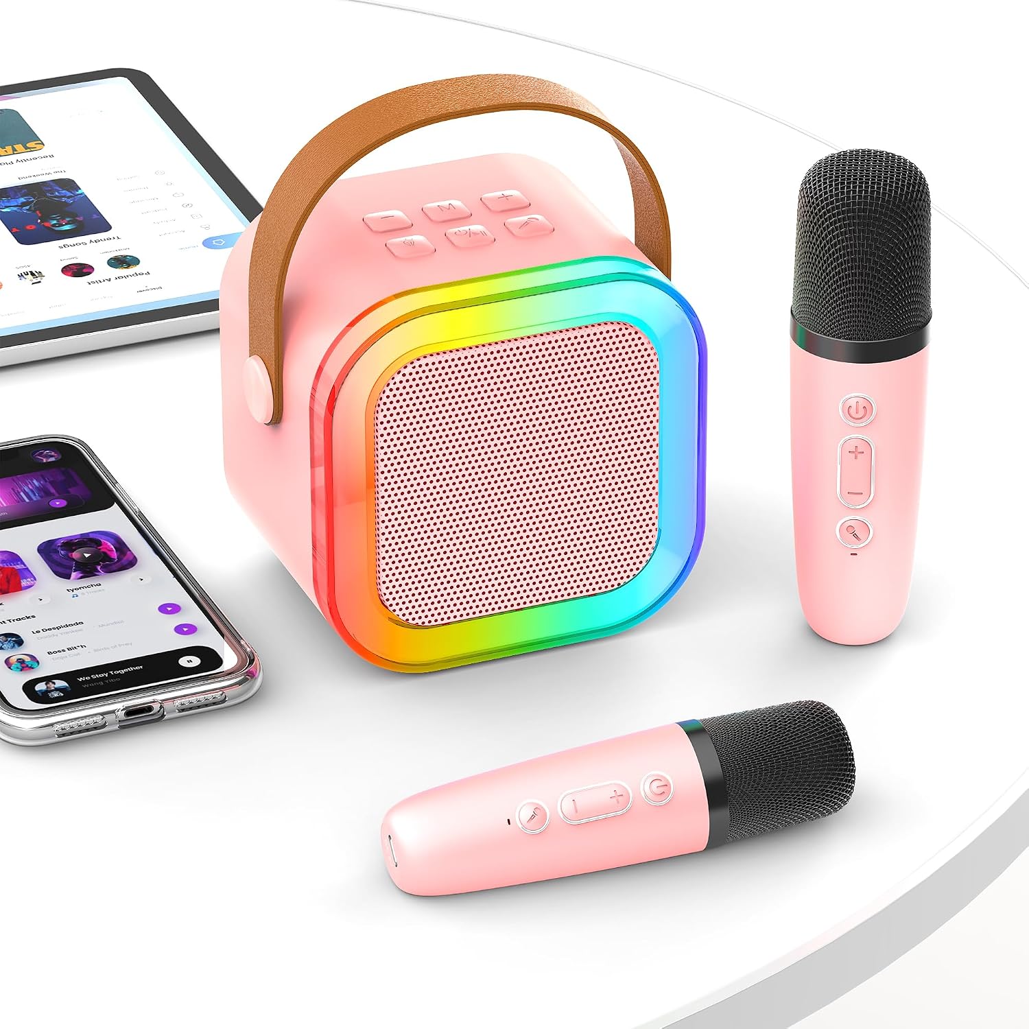 Detalle de Mini Portable Karaoke Machine 2‑mic for Kids 🎤