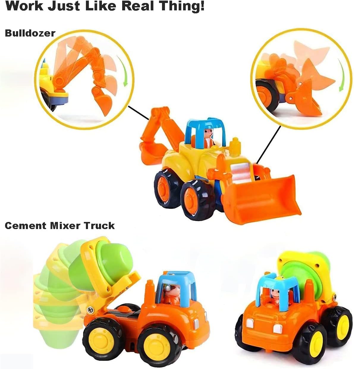 Detalle 2 de HOLA 4‑pack friction digger trucks for toddlers