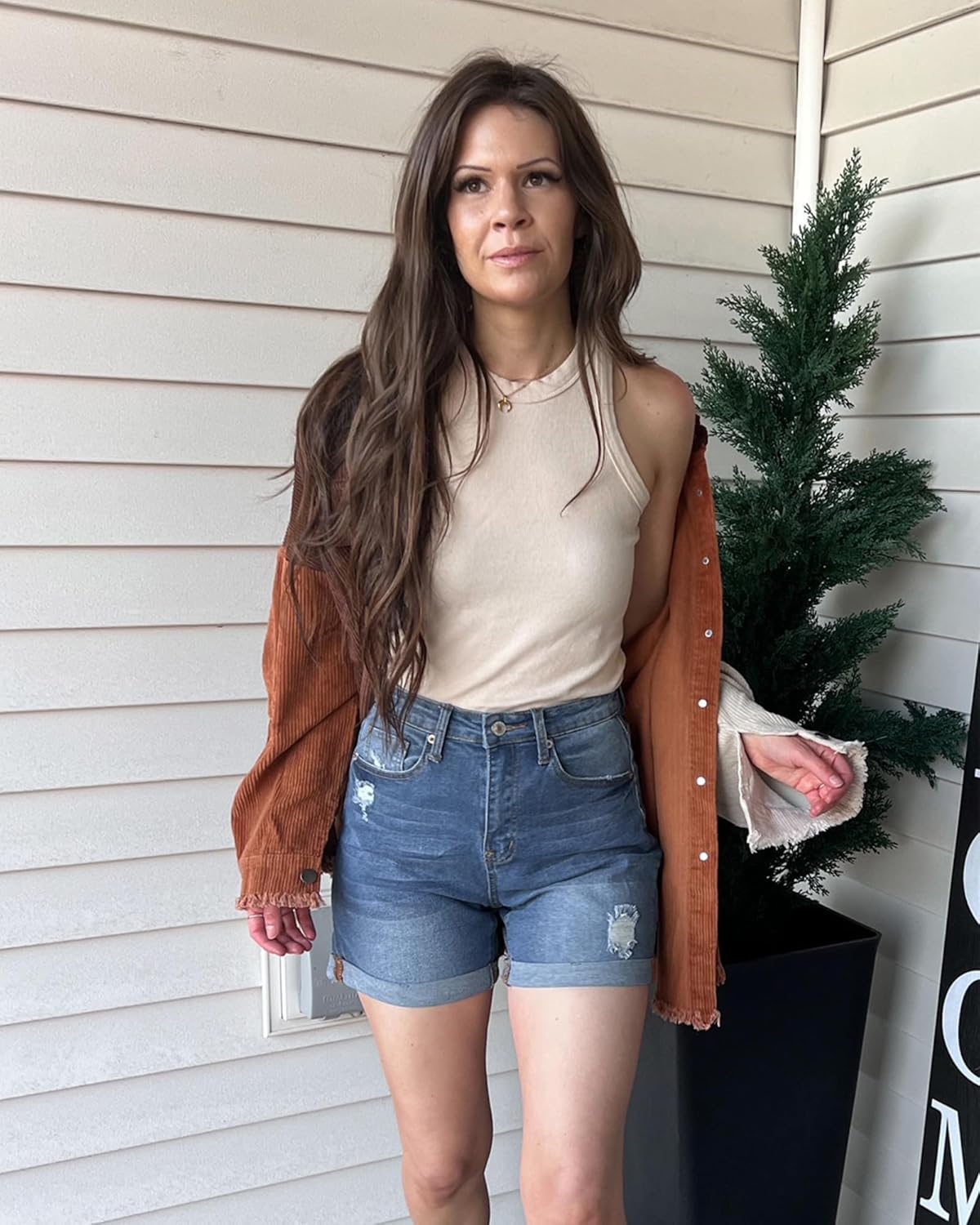 Thumbnail 6 de luvamia Women’s Casual Ripped Denim Shorts (High Rise, Distressed, Rolled Hem)