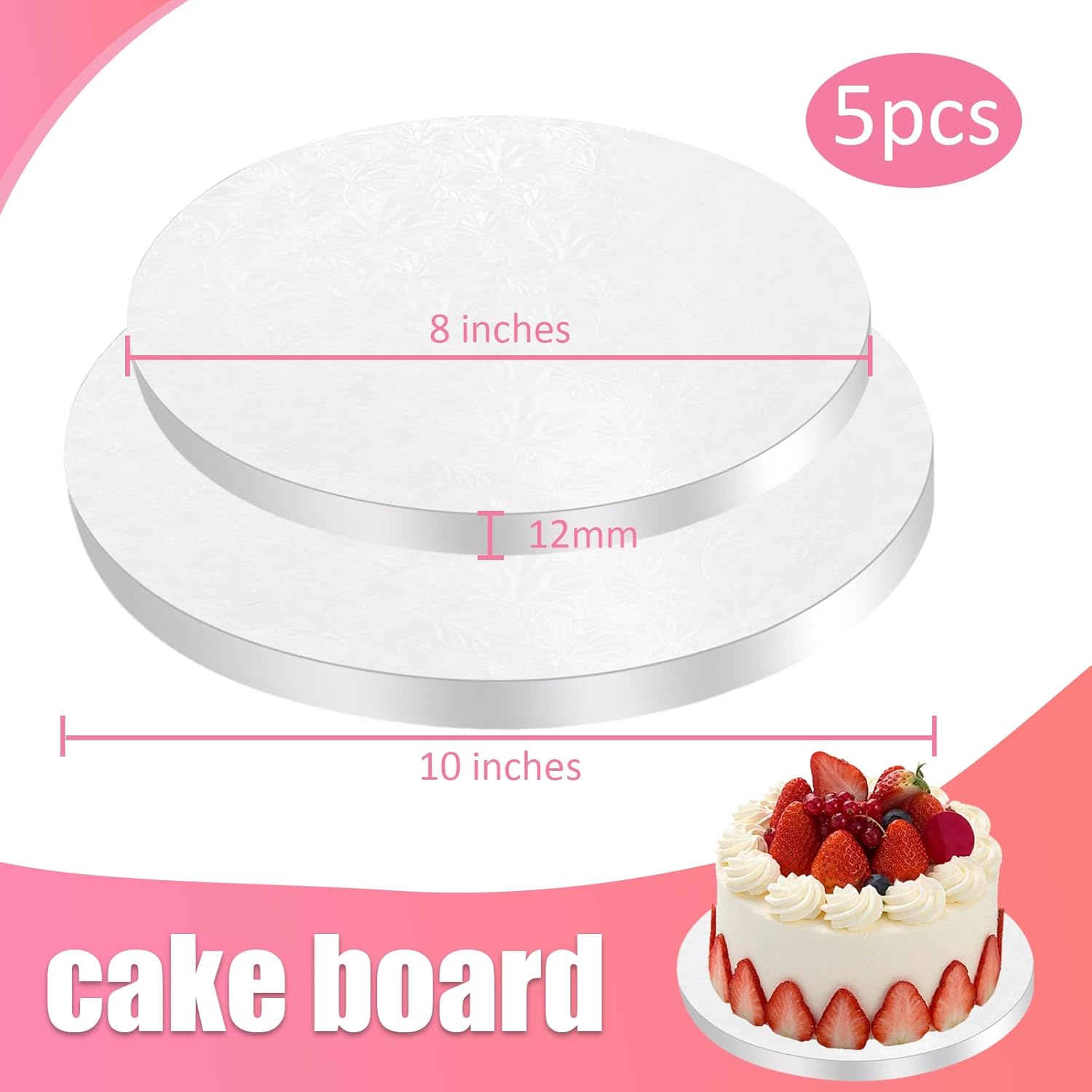 Thumbnail 1 de Plstod 5er Set Cake Board (12 mm) rund: Ø20 cm & Ø25 cm als Tortenunterlage