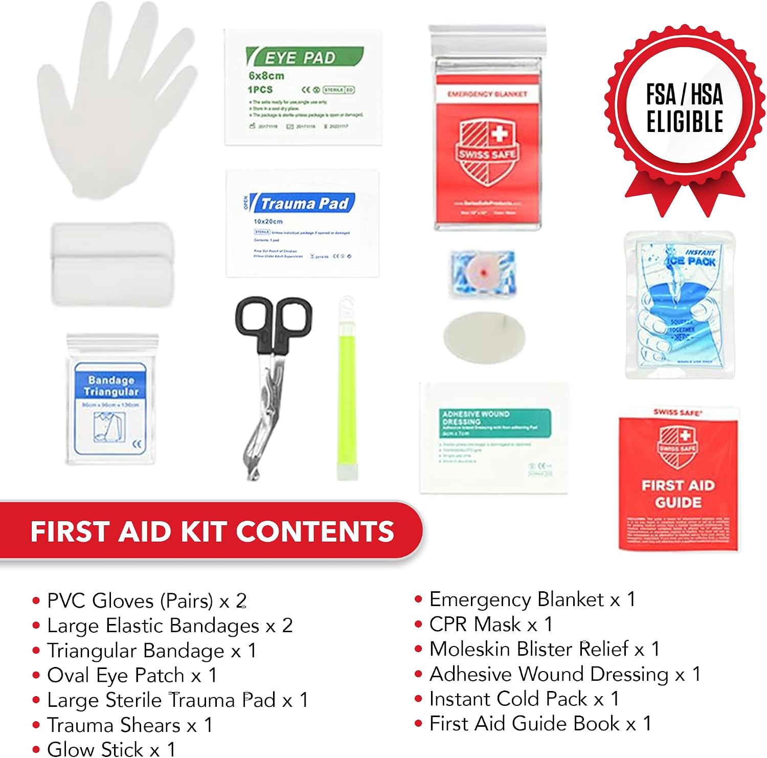 Detalle de Swiss Safe 2-in-1 First Aid Kit for Car, Travel and Home – Large 348-Piece Case + Bonus Mini Kit