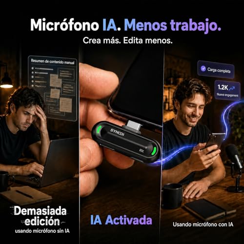 Detalle de SYNCO SMICT Micrófono de Solapa Inalámbrico IA para Android