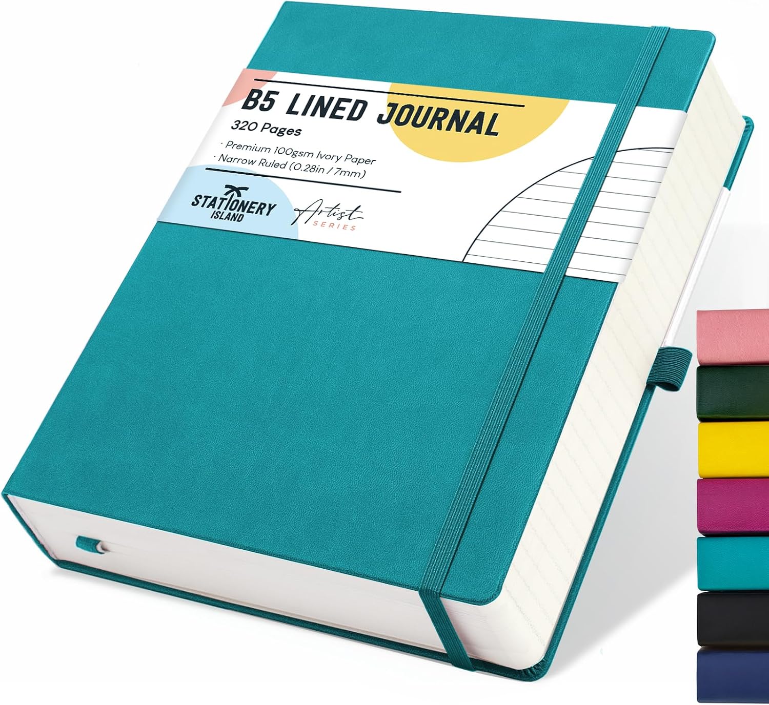 Detalle de STATIONERY ISLAND Carnet B5 ligné épais 320 pages couverture rigide 100 g/m² (vert)