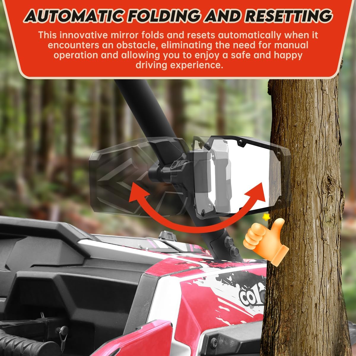 Detalle de SHEJISI UTV side mirrors 2-inch roll bars