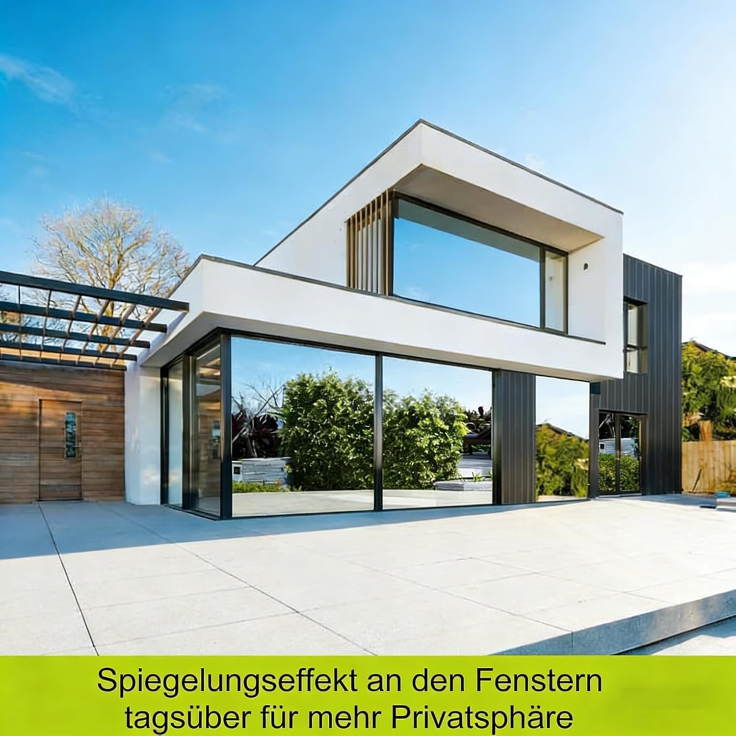 Detalle de Evofensteere 90X400cm Silber – Fensterfolie mit Sonnenschutz und Spiegelfunktion