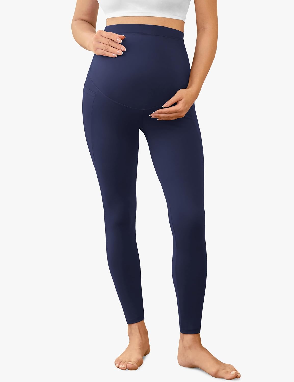 Thumbnail 1 de VALANDY Creamlush Maternity Leggings Over Bump with Pockets – Buttery Soft Yoga Pants