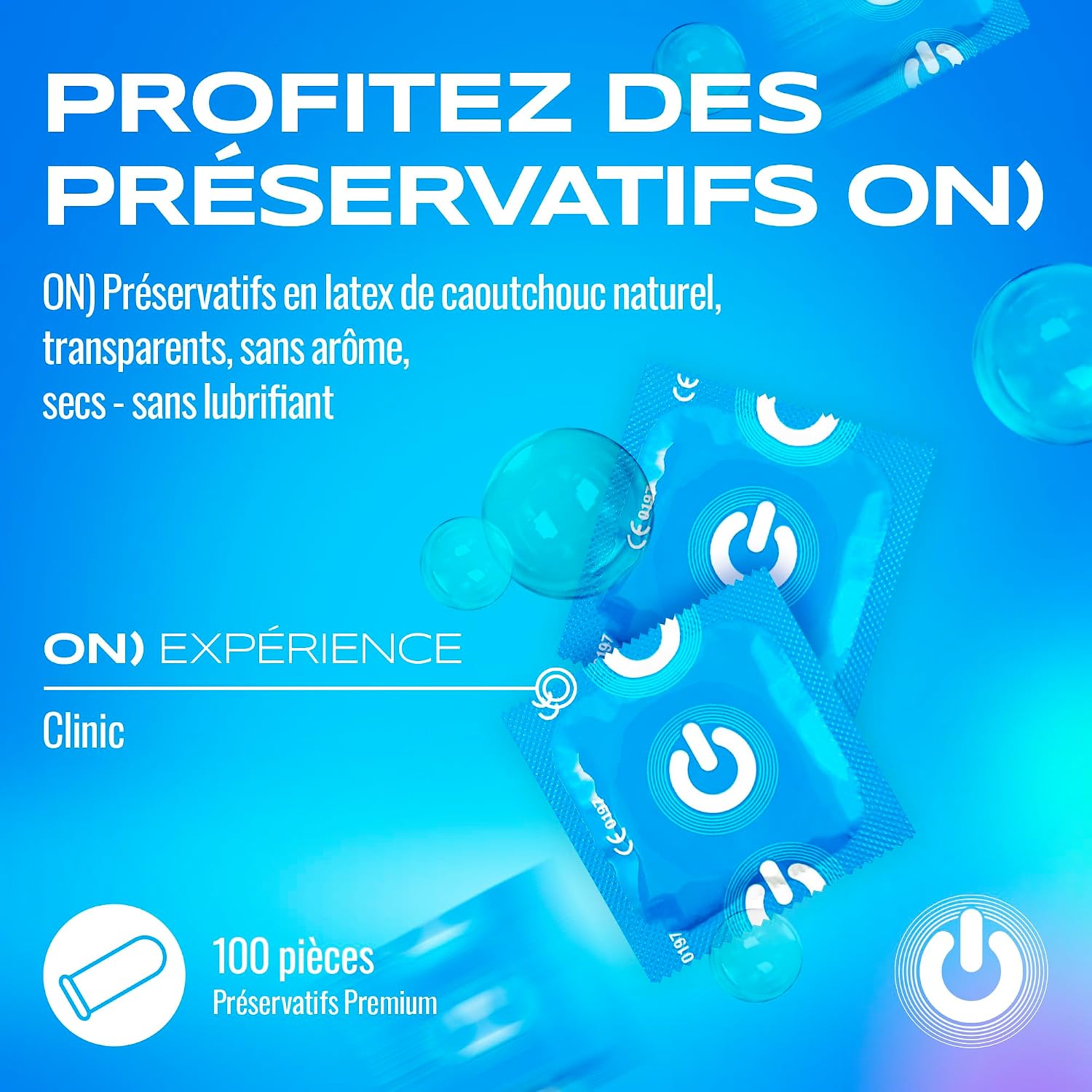 Detalle 2 de On) Clinic 100 préservatifs sans lubrifiant