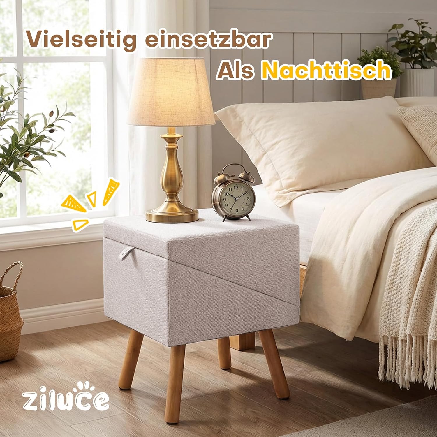 Thumbnail 6 de Hunderampe für Bett und Couch – 2-in-1 Holztreppe und Ottomane für kleine bis große Hunde (Aprikose, 53,5 cm hoch)