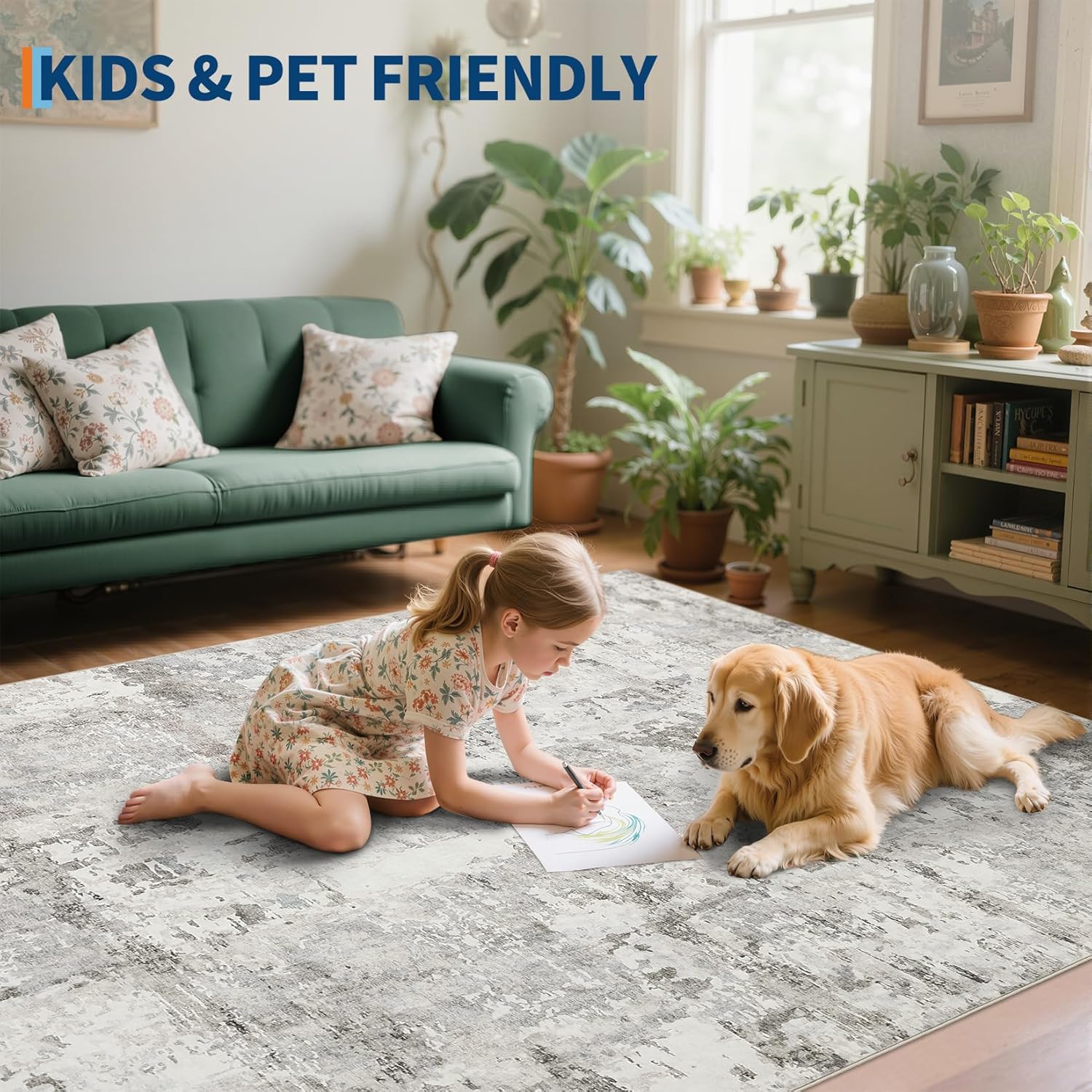 Thumbnail 6 de GarveeHome 10x14 Large Area Rug – Neutral Abstract Washable, Non-Slip Backing for Living Room and Beyond