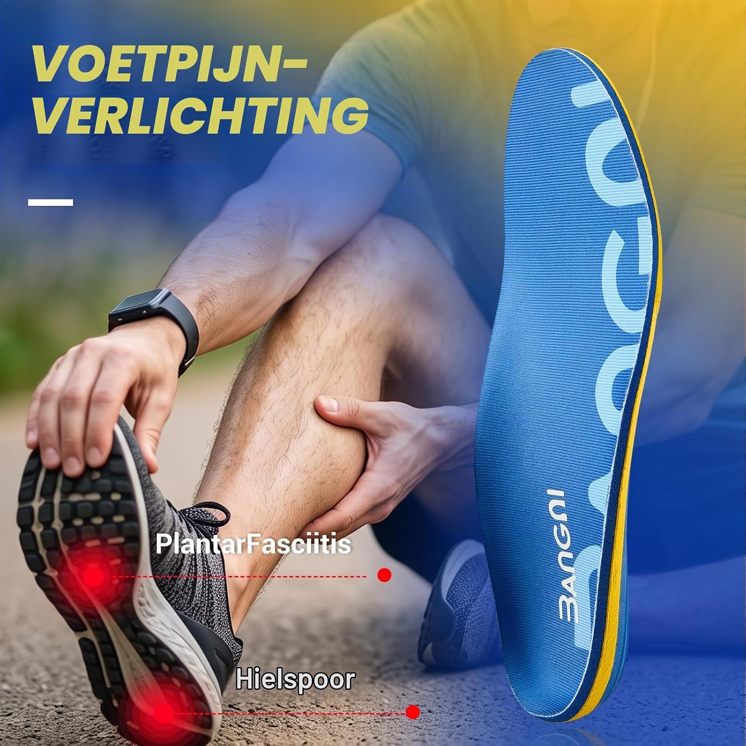 Detalle de 3ANGNI orthopedische inlegzolen met voetboogsteun en PU-hieldemping
