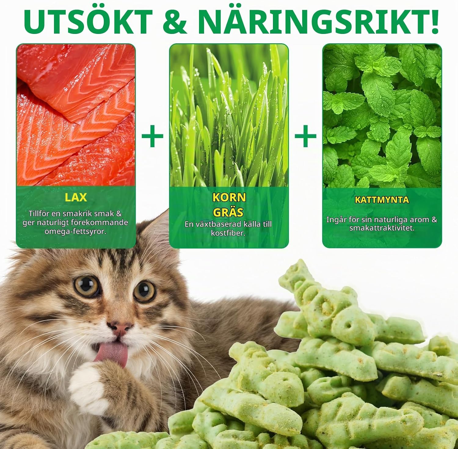 Detalle de RlfJynxious Kattgräs Snack 260 g – kattgodis i pinnar med lax och kattmynta