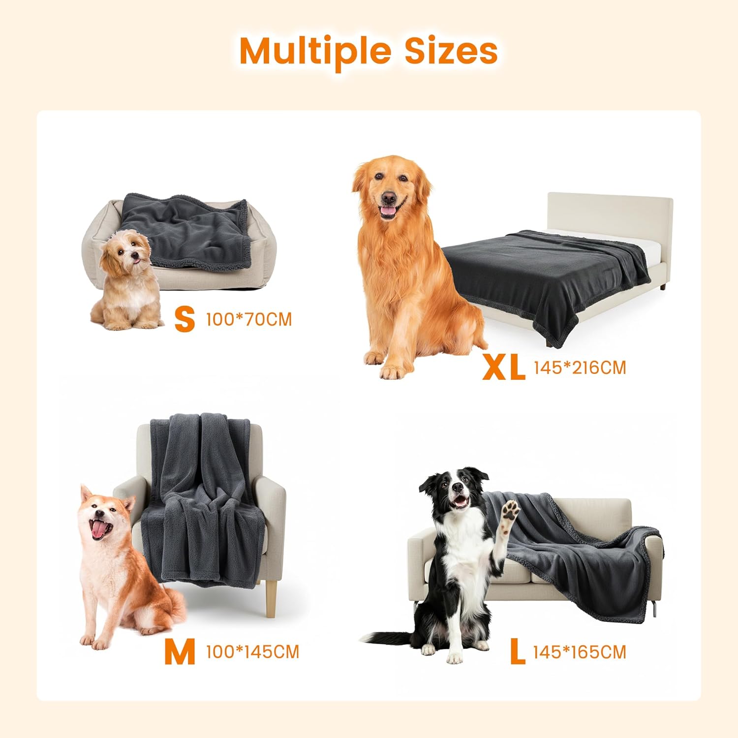 Thumbnail 5 de fireowl Dog Blanket Waterproof Washable – Ultra Soft Quick Dry Pet Throw, Extra Large 145x216cm (Grey)