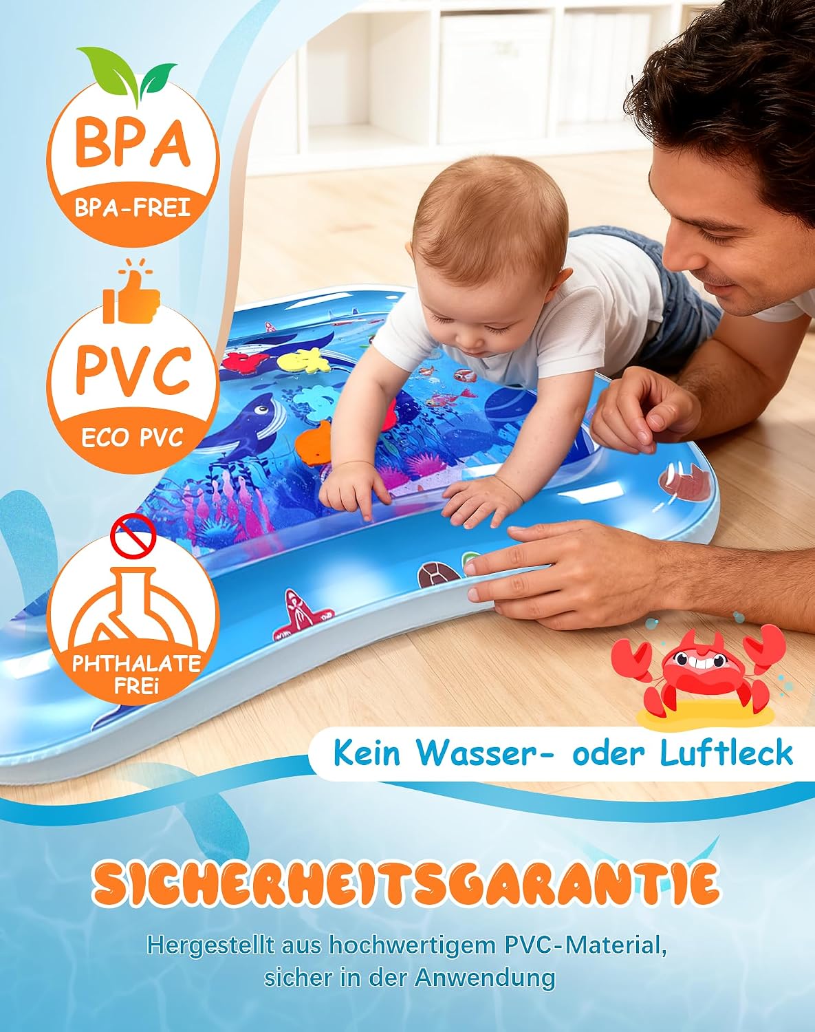 Thumbnail 4 de Wincany Wassermatte Baby Groß BPA Frei – Aquamatte für Bauchlage ab 3 Monaten