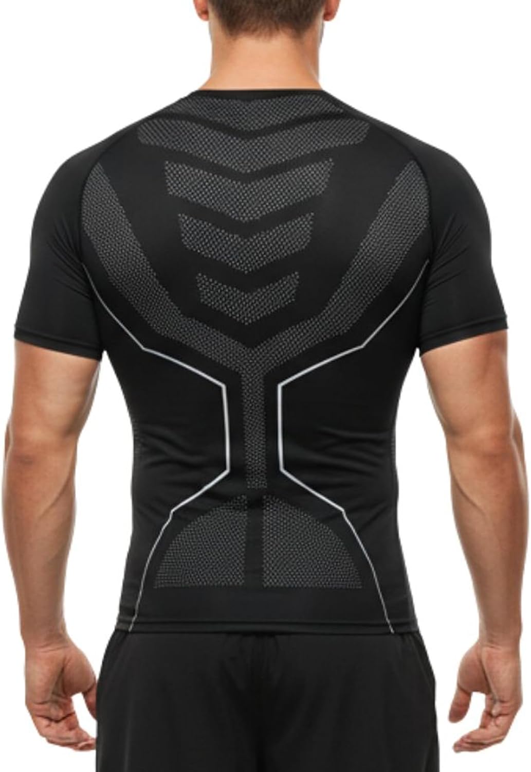 Detalle de AMZSPORT chemise de compression homme à manches courtes – couche de base à séchage rapide