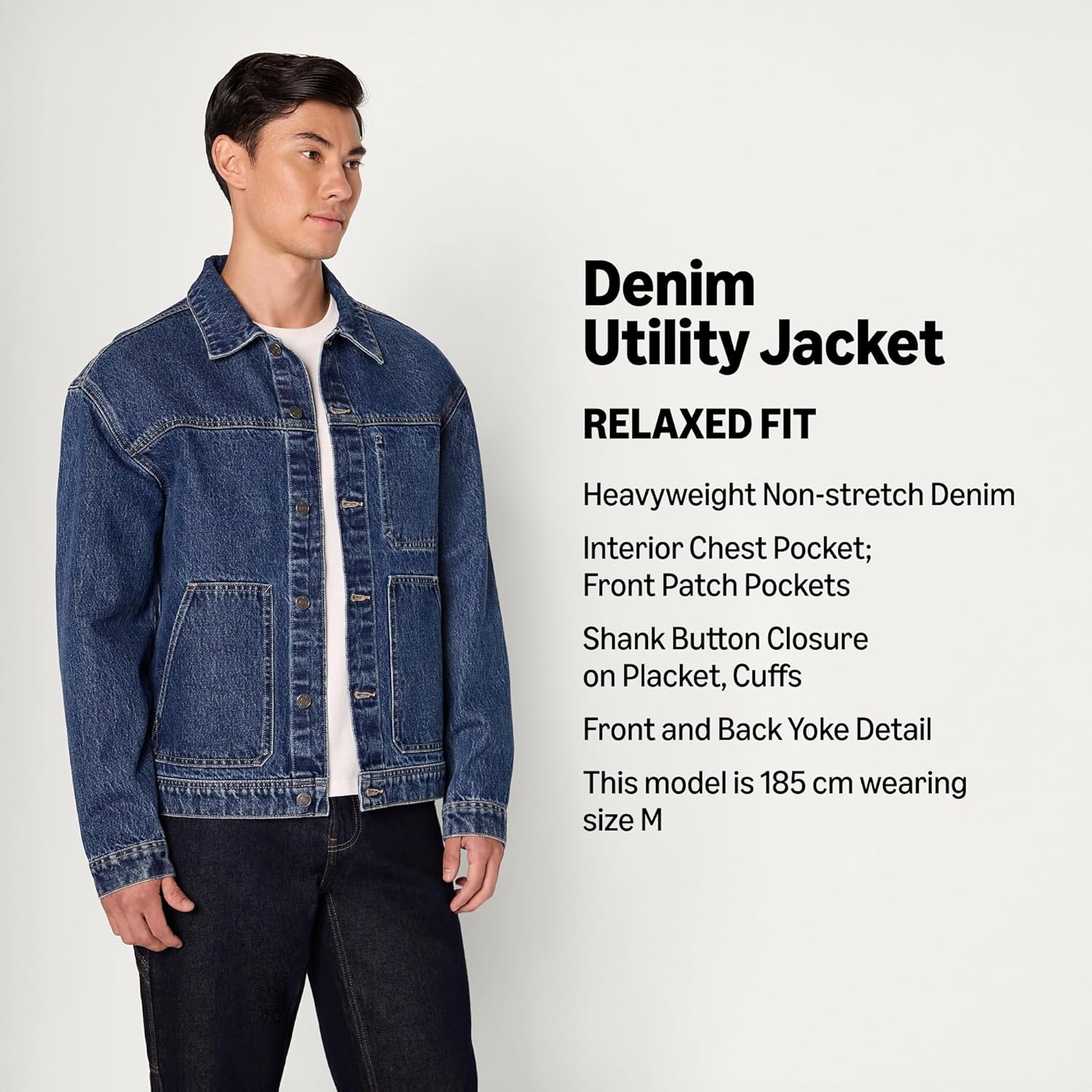 Thumbnail 3 de Amazon Essentials Men's Rigid Denim Relaxed-Fit Utility Jacket
