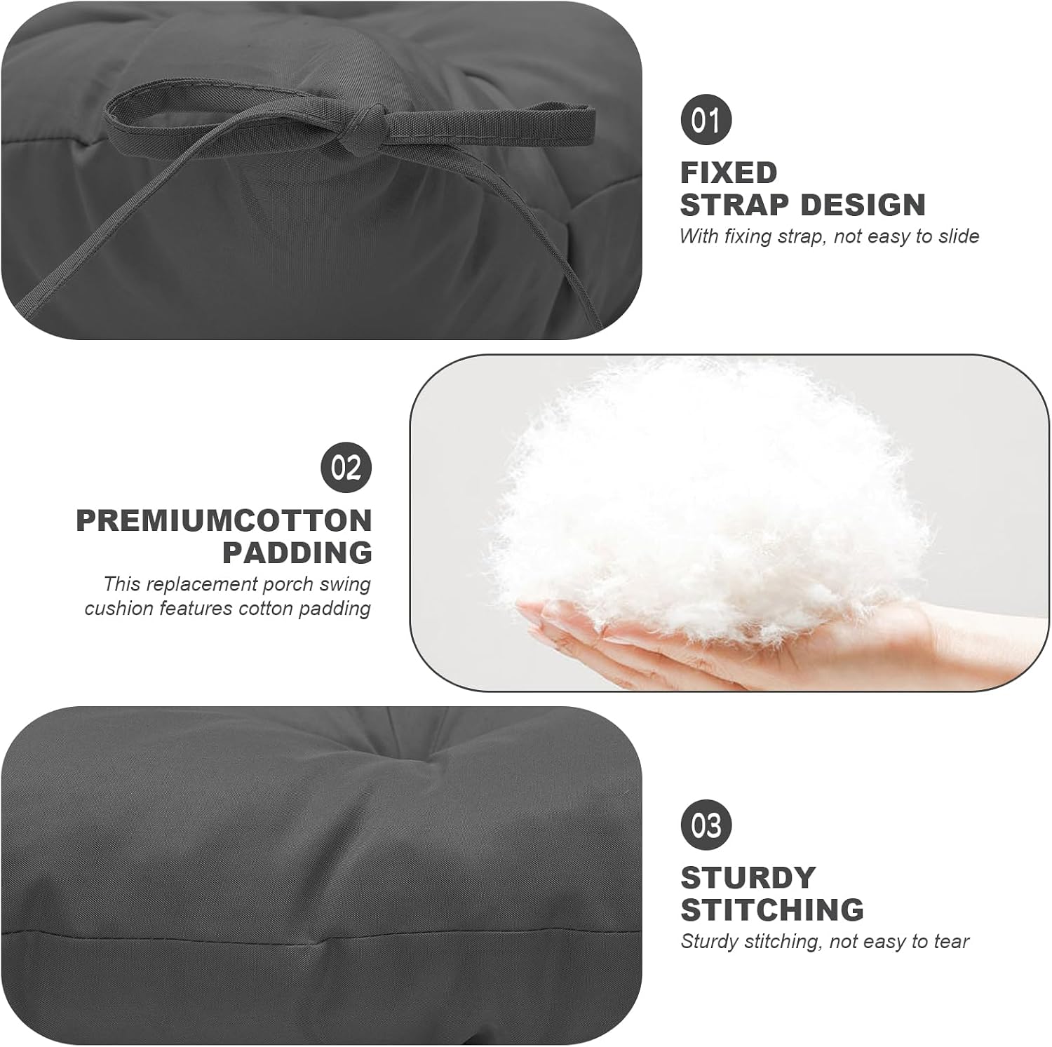Detalle 1 de GPQAWER HDYYDM88 Outdoor Swing Cushion, 60 x 40 Inches, 5-Inch Padding