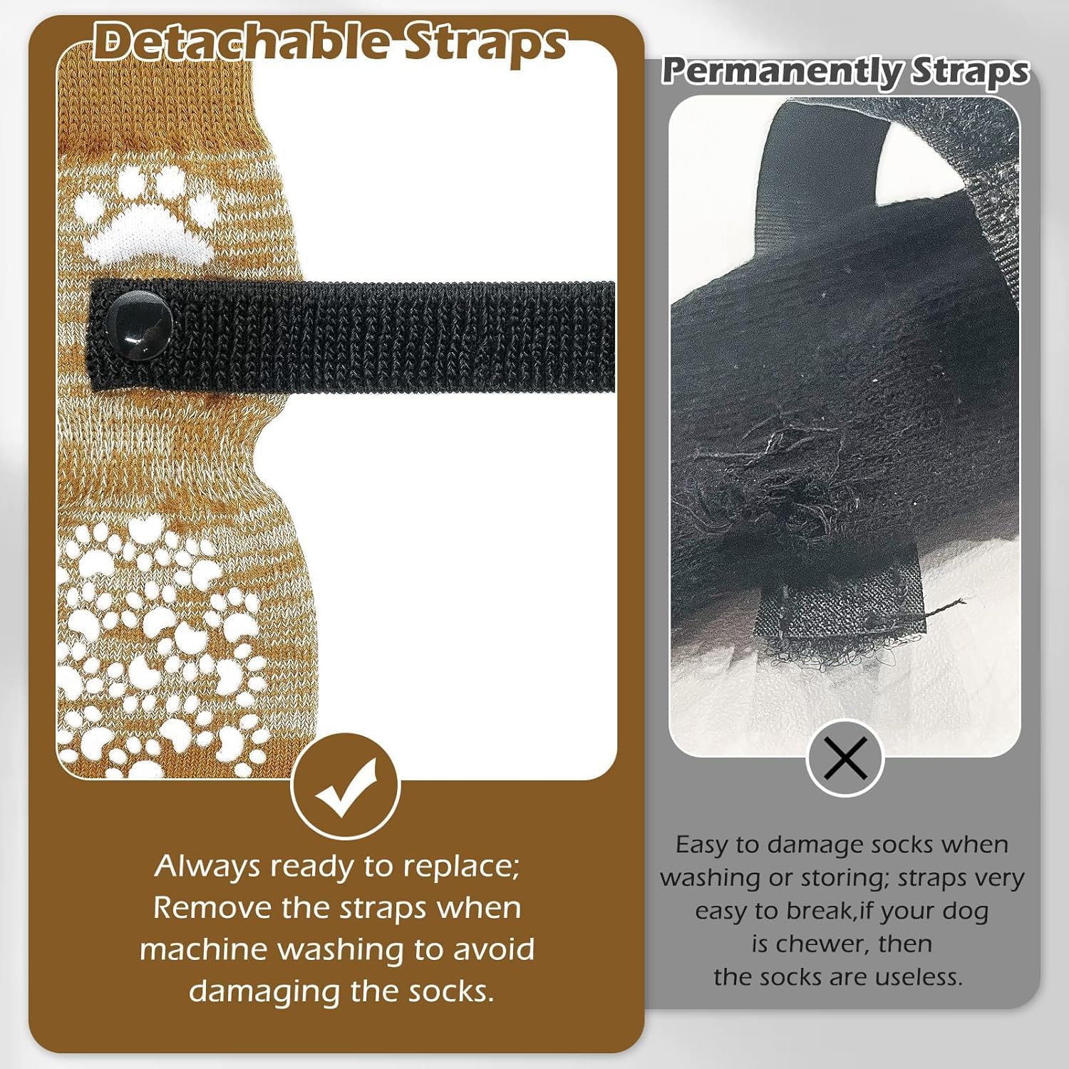Detalle 2 de EXPAWLORER Dog Socks with Grips (Double-Sided Anti-Slip) in Khaki – XS