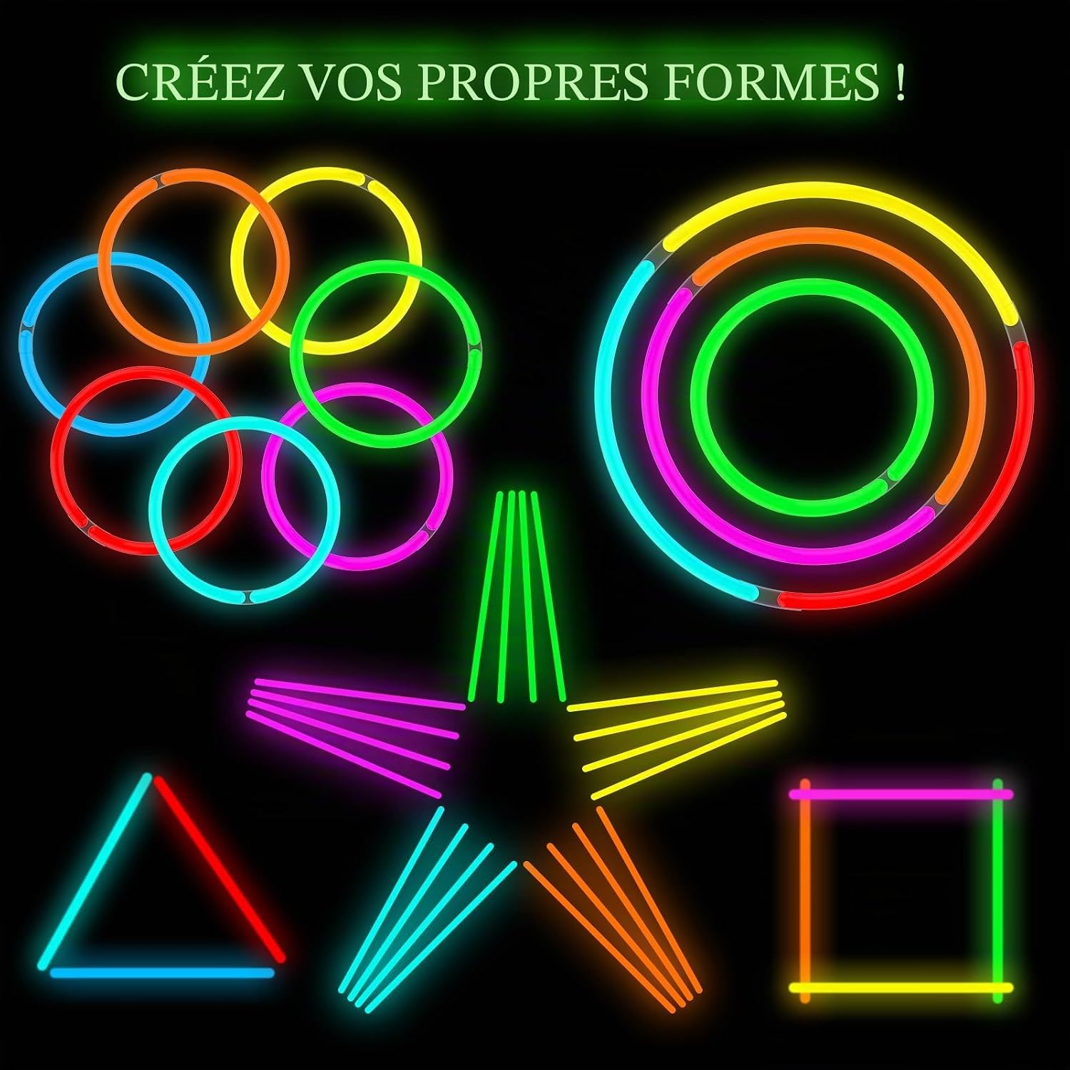Thumbnail 6 de Bâtons lumineux DELEE – Lot de 100 bâtons + 100 connecteurs, néon 8 pouces, idéal pour fêtes et Halloween