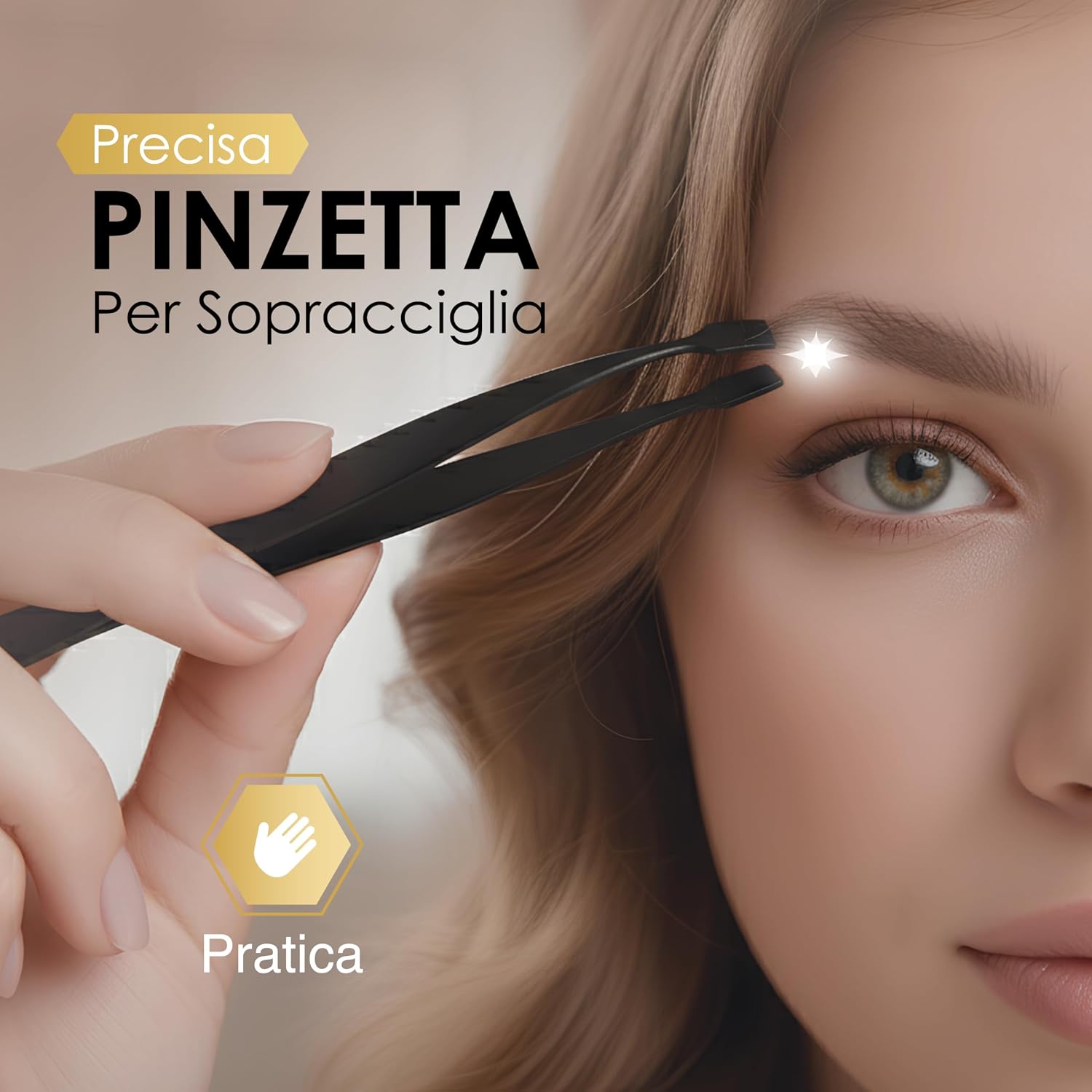 Thumbnail 1 de Pinzetta Sopracciglia Professionale in Acciaio Inox con Punta Obliqua - Precisione e Cura del Viso