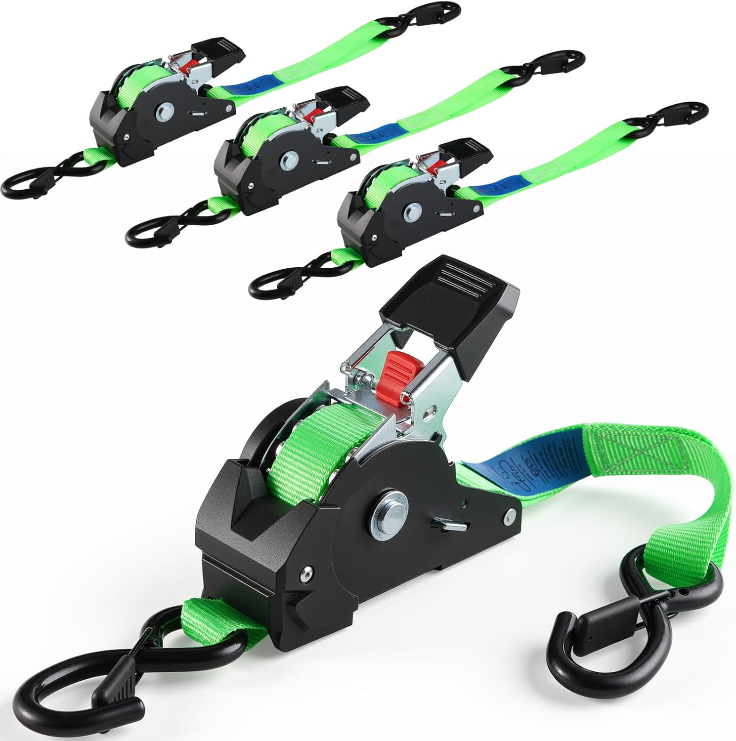 TLGREEN Cinghie di ancoraggio automatiche da 3 m (4 pezzi) con ganci a S