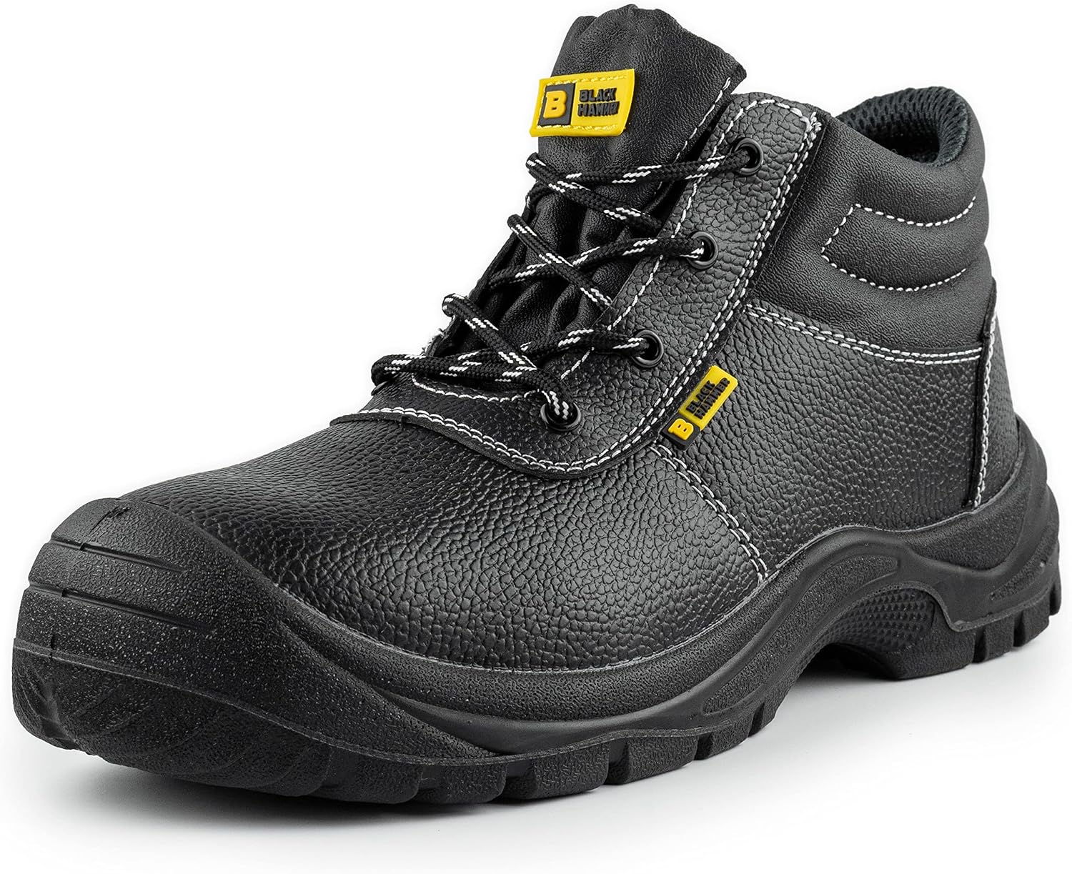 Detalle de BLACK HAMMER Sicherheitsstiefel Herren – Leder, Stahlkappe, S3 SRC, Schwarz