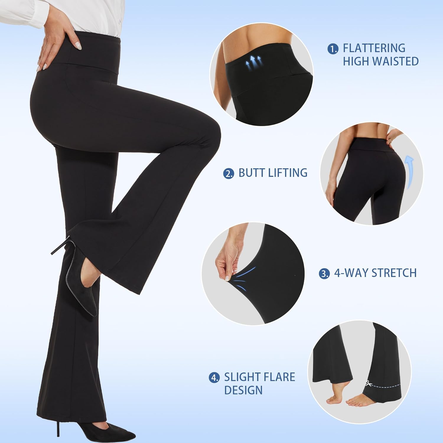 Thumbnail 2 de HIPOWER Yoga Pants for Women: High-Waisted Flared Leggings with Tummy Control
