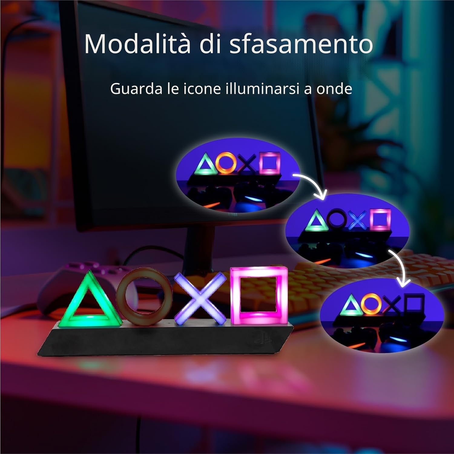 Thumbnail 4 de Paladone Playstation Luce Simboli con Tre Modalità – luce d'atmosfera ufficiale PlayStation