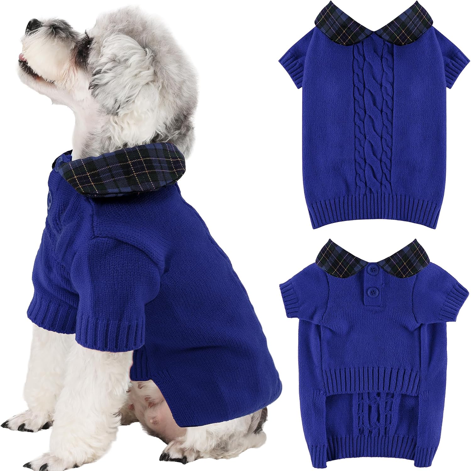 Detalle de BAOBICUTE Soft Polo Pullover Dog Sweater for Small and Medium Dogs