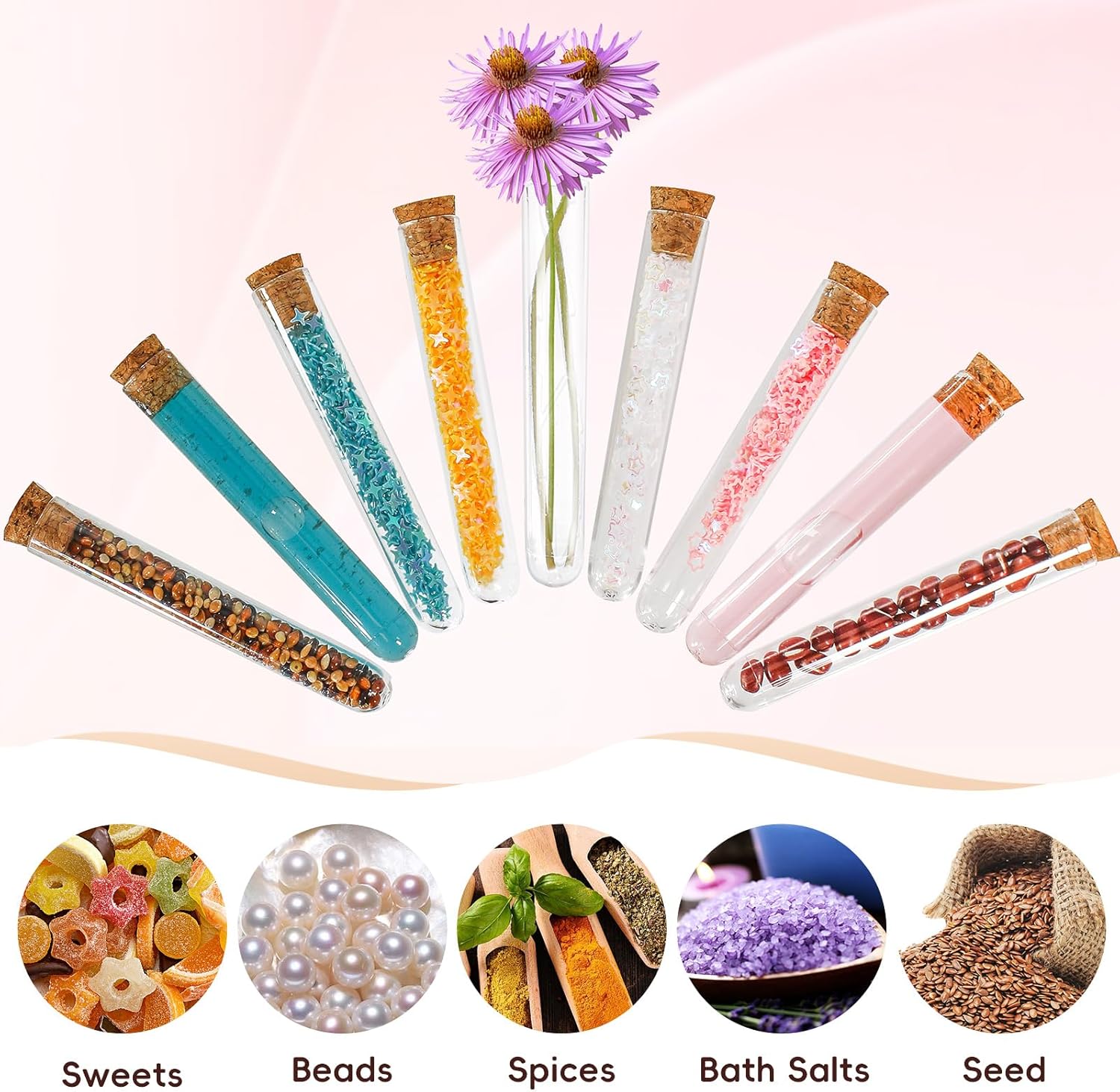 Thumbnail 3 de GOTFUN 20 Reagenzgläser mit Korken (12 mm × 75 mm) – transparentes Kunststoff-Set für Blumen, DIY & mehr