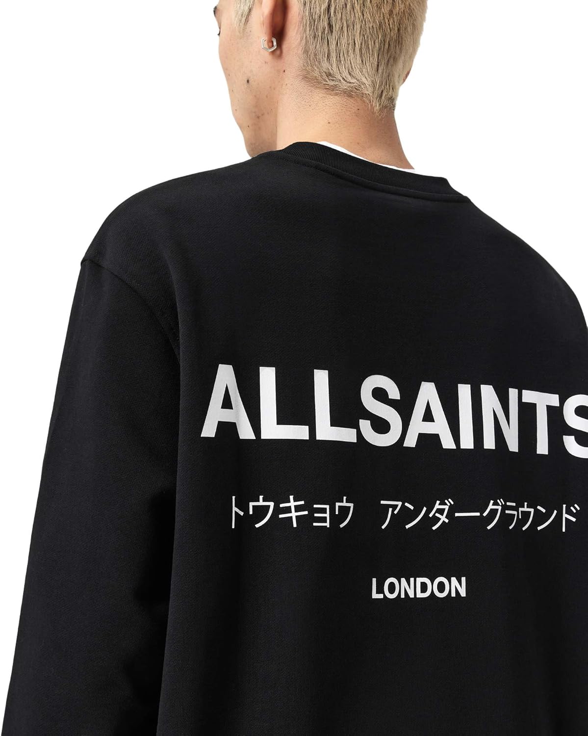Detalle de Allsaints Underground Crew Maglia di Tuta Uomo (Pacco da 1) – con fodera in pelle traspirante