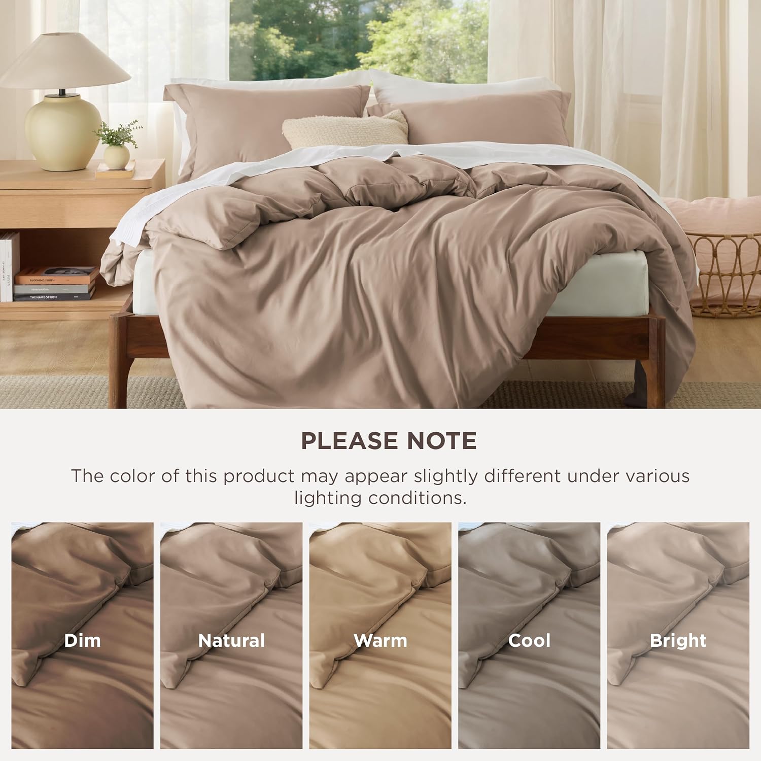 Thumbnail 4 de Bedsure Queen Duvet Cover Set, Light Khaki Double-Brushed Polyester
