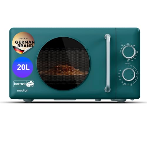 Detalle de MEDION Retro Mikrowelle mit Grill – 20 Liter, petrol, kompakt